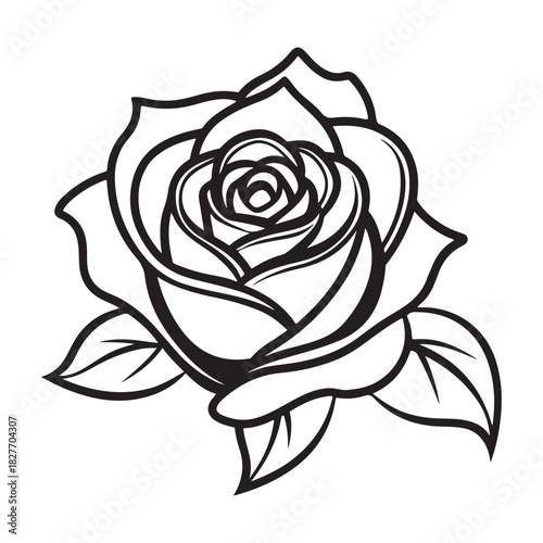 Minimalist single rose outline vector icon