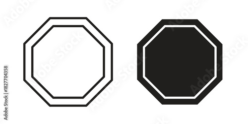 Octagon icons Concepts. black solid and line stroke designs for web and app use