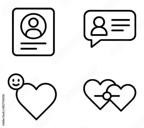 Minimalist communication and relationship icons on gray background