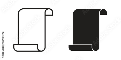 Paper Scroll icons Concepts. black solid and line stroke designs for web and app use