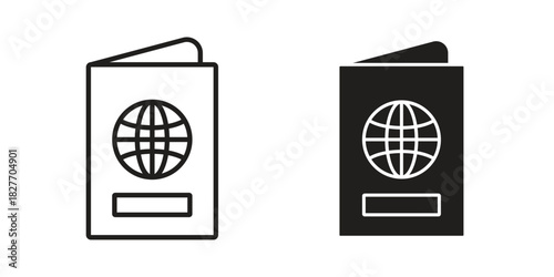 Passport icons Concepts. black solid and line stroke designs for web and app use