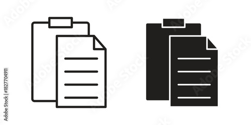Paste icons Concepts. black solid and line stroke designs for web and app use