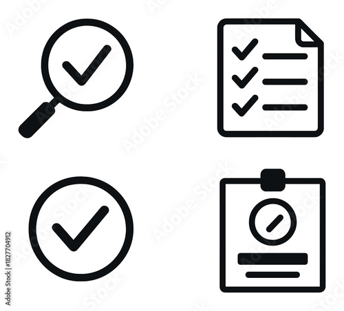 Dark checkmark and checklist icons on gradient background