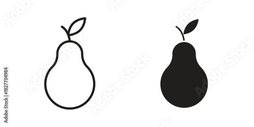Pear icons Concepts. black solid and line stroke designs for web and app use