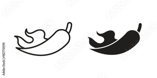 Pepper hot icons Concepts. black solid and line stroke designs for web and app use