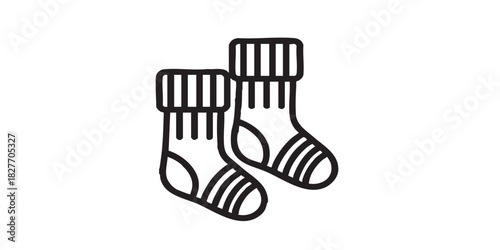Socks thin line icon, autumn footwear concept. Vector graphics. Warm knitted socks for foots, clothes sign on white background, style icon mobile or web design