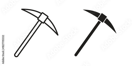 Pickaxe icons Concepts. black solid and line stroke designs for web and app use