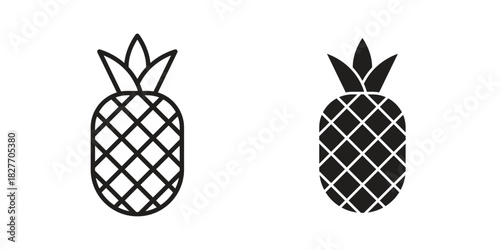 Pineapple icons Concepts. black solid and line stroke designs for web and app use