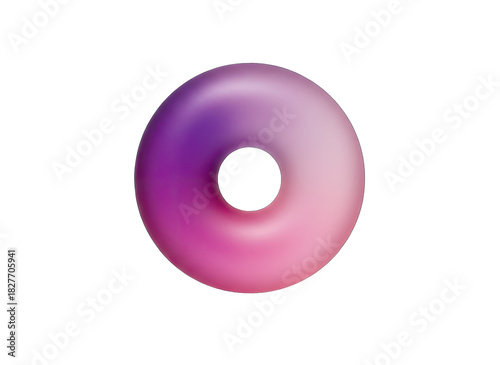 Pink and Purple Gradient Torus Shape Isolated on Black Background with Smooth Texture and Circular Opening