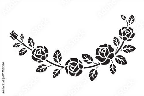 Rose vine silhouette for elegant wedding designs and decorative layouts