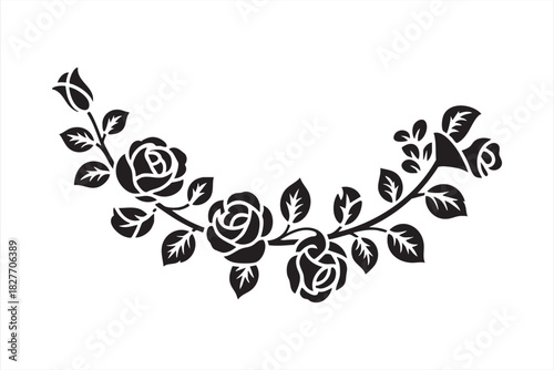 Ornamental rose composition for invitations, signage, and classic décor