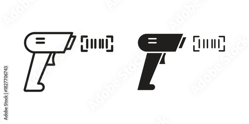 Scanner gun icons Concepts. black solid and line stroke designs for web and app use