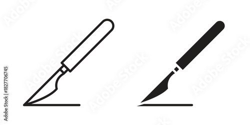 Scalpel path icons Concepts. black solid and line stroke designs for web and app use
