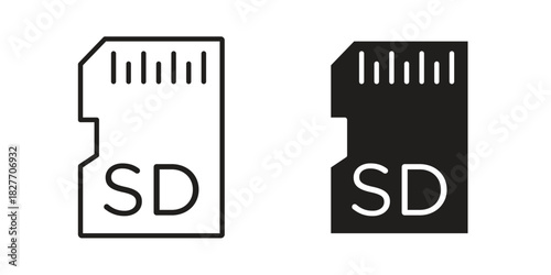 Sd card icons Concepts. black solid and line stroke designs for web and app use