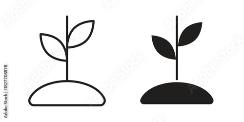 Seedling icons Concepts. black solid and line stroke designs for web and app use