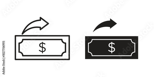 Send money icons Concepts. black solid and line stroke designs for web and app use