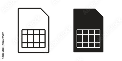 Sim card icons Concepts. black solid and line stroke designs for web and app use