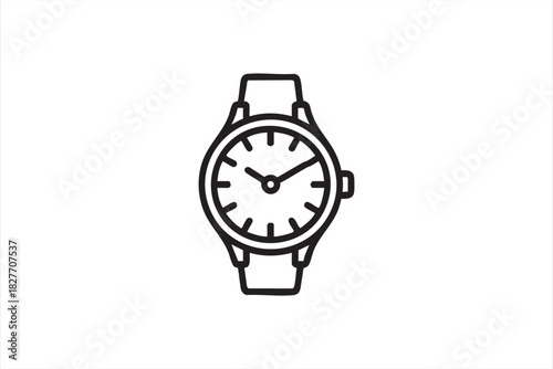 Timepiece outline icon for organizational apps and scheduling modules