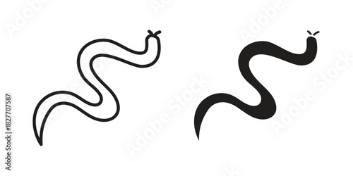 Snake icons Concepts. black solid and line stroke designs for web and app use