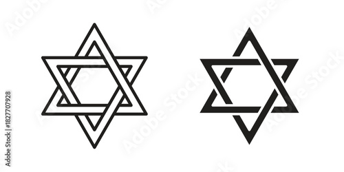 Star of David icons Concepts. black solid and line stroke designs for web and app use