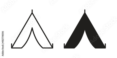 Tent icons Concepts. black solid and line stroke designs for web and app use