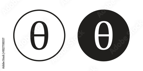Theta icons Concepts. black solid and line stroke designs for web and app use
