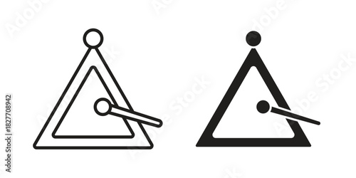 Triangle music icons Concepts. black solid and line stroke designs for web and app use