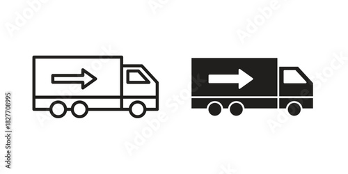Truck arrow icons Concepts. black solid and line stroke designs for web and app use