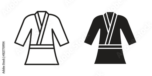 Uniform martial art icons Concepts. black solid and line stroke designs for web and app use