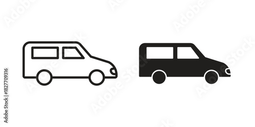 Van icons Concepts. black solid and line stroke designs for web and app use