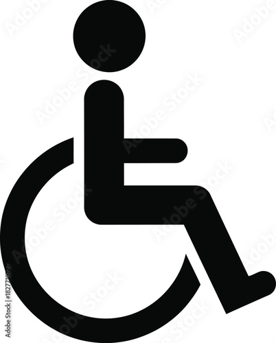 Black Silhouette of Person in Wheelchair Icon, Disabled Symbol on Transparent Background