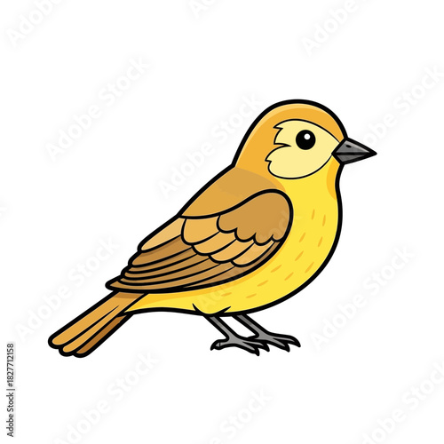Cute Yellow Bird Cartoon Vector Illustration
