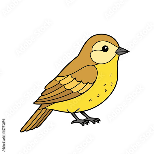 Cute Yellow Bird Cartoon Vector Illustration