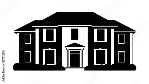 Elegant House Silhouette Black and White Design