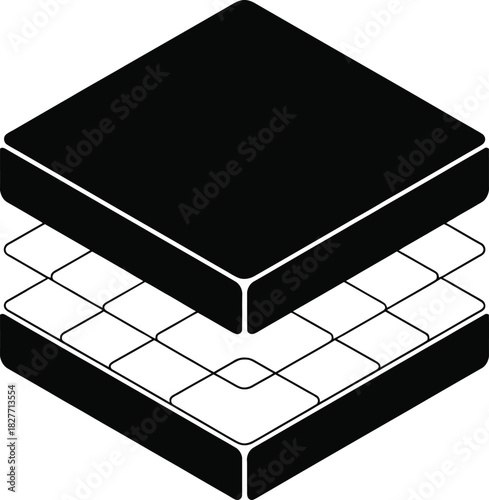 Solid Black Flat Mott-Correlated Insulator Block – Minimal Vector Icon