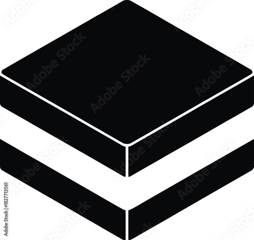 Solid Black Flat Correlated Insulator Phase Block – Minimal Vector Icon