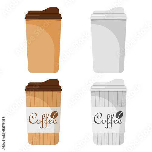 Coffee drink icon set collection in flat style. Tea, cappuccino, latte vector illustration on isolated background. Paper cup sign business concept.