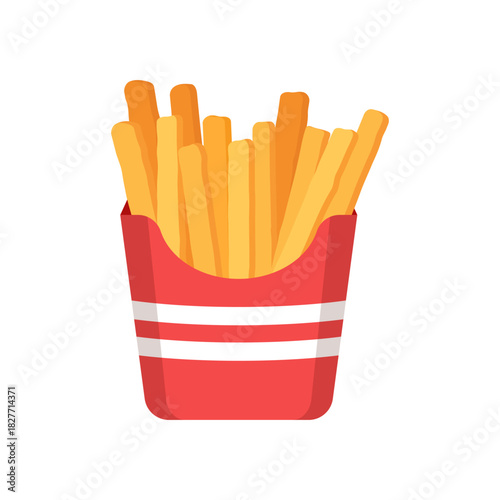 French fries icon in flat style. Fast food snack vector illustration on isolated background. Crispy potato sign business concept.