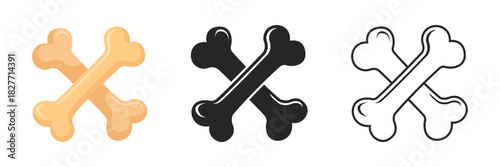Dog bone icon in flat style. Animal cookie vector illustration on isolated background. Skeleton bones sign business concept.