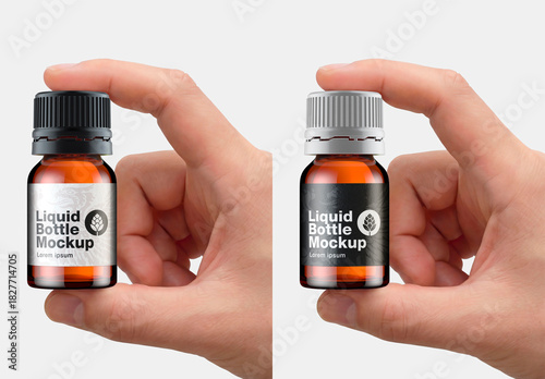 Small Liquid Bottle Mockup in Hand