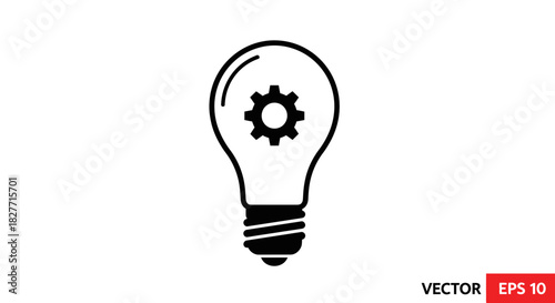 Lightbulb with gear inside symbolizes innovation and mechanical ideas
