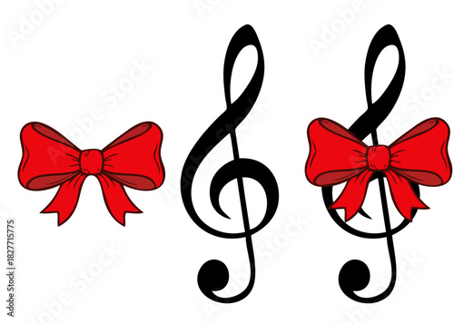 Símbolo de clave de sol con lazo de cinta de regalo 