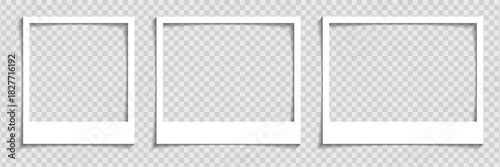 Realistic polaroid empty photo frame mock up with shadow Vector illustration