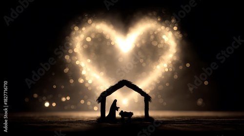 Abstract Christmas symbol showing love isolated on the black background 
