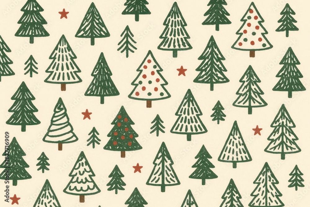 Obraz premium Festive evergreen pattern illustration background
