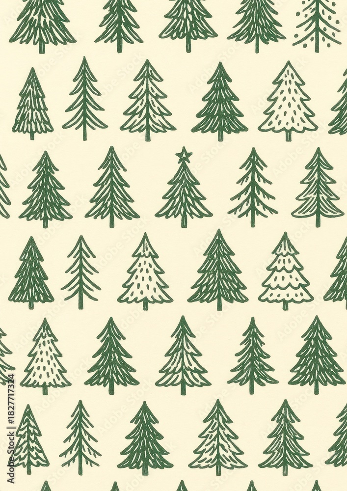 Obraz premium Charming evergreen tree pattern.