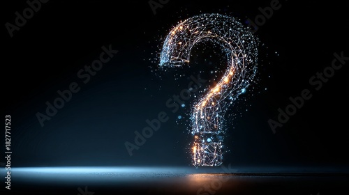 Wallpaper Mural question mark made of a glowing wireframe hologram on a dark background Torontodigital.ca