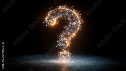 Wallpaper Mural question mark made of a glowing wireframe hologram on a dark background Torontodigital.ca
