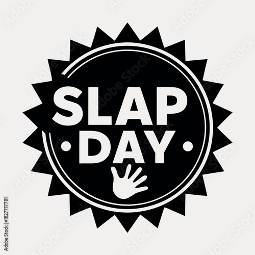 Slap Day black color design, solid white background (5).eps