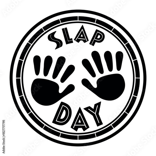 Slap Day black color design, solid white background (7).eps